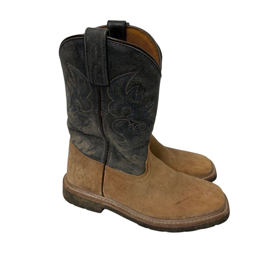 Dan Post Boots Boys Size 4 D Brantley Brown Blue Leather Cowboy Western